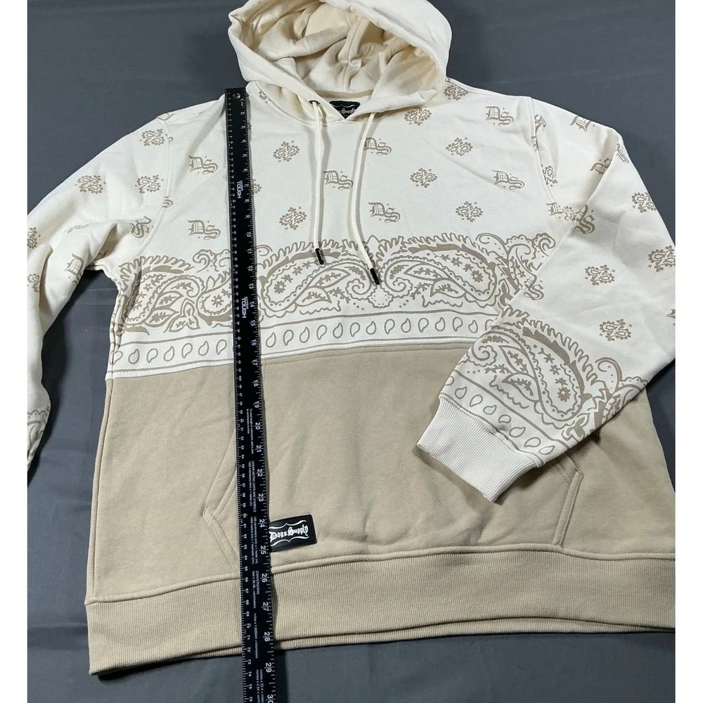 Dogg Supply by Snoop Dogg Mens Cream Tan Paisley Bandana Logo Hoodie Large - Picture 4 of 10